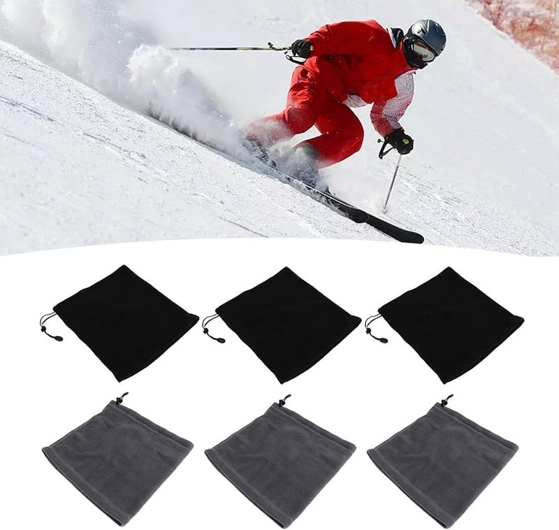 Winter Ski Neck Gaiter Set 6 Pieces Unisex Windproof Thermal Face Scarf Black - Image 4